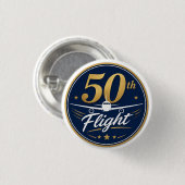 50. Flug goldenes Flugzeug Reiseandenken Button (Vorne & Hinten)