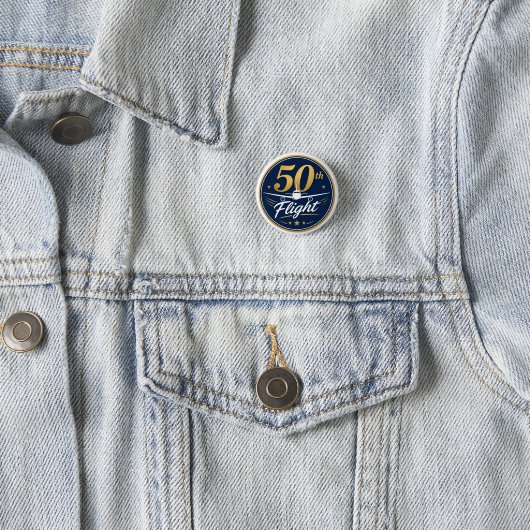 50. Flug goldenes Flugzeug Reiseandenken Button (Beispiel)