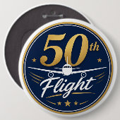 50. Flug goldenes Flugzeug Reiseandenken Button (Vorne & Hinten)