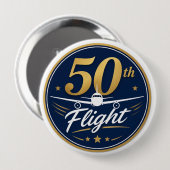 50. Flug goldenes Flugzeug Reiseandenken Button (Vorne & Hinten)