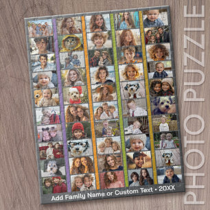 50 Foto-Collage - Benutzerdefinierter Text - Farbi Puzzle