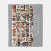 50-Foto-Collage-Raster - Skripttext - grau Fleecedecke (Vorderseite)