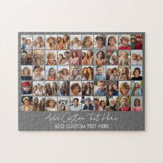 50-Foto-Collage-Raster - Skripttext - grau Puzzle