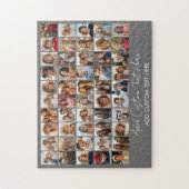 50-Foto-Collage-Raster - Skripttext - grau Puzzle (Vertikal)