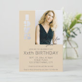 50. Foto geboren 1975 in Beige Einladung (Stehend Vorderseite)