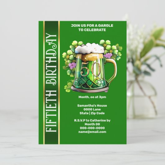 50. Fünfzigste irische Lads Bierjubeln Meilenstein Einladung (Stehend Vorderseite)