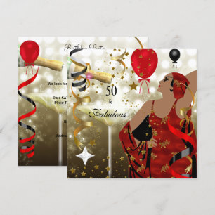 50. Fünfzigster Geburtstagsparty Glamouröse Dame F Einladung