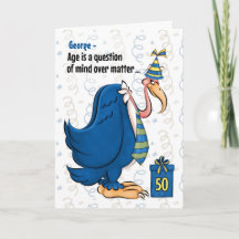 50. Funny Birthday Blue Buzzard mit Namen