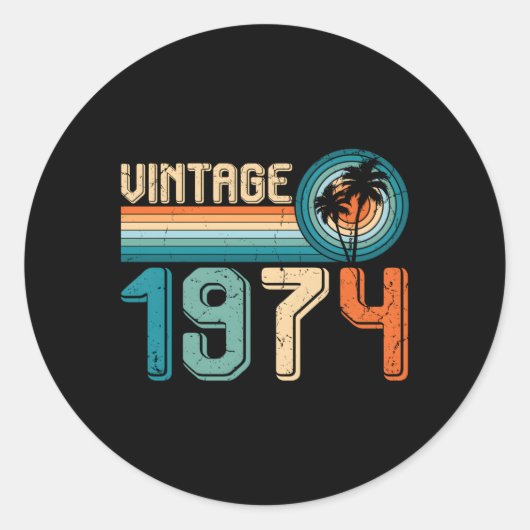 50 Geboren im Jahr 1974 50. Runder Aufkleber (Vorderseite)