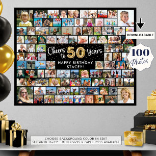 50. Geburtstag 100 Fotos Schwarzes Gold jubeln bis Poster
