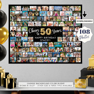 50. Geburtstag 108 Fotos Schwarz Gold Prost auf da Poster