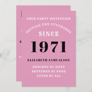 50. Geburtstag 1971 Schwarzes Rosa Personalisiert Einladung