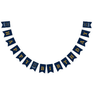 50. Geburtstag 1972 Blau Gold Name Retro Wimpelkette