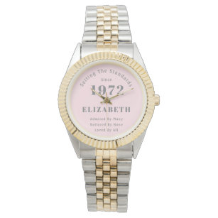 50. Geburtstag 1972 Elegant Girly Pink Gray Woman' Armbanduhr