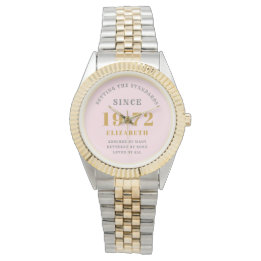 50. Geburtstag 1972 Elegant Pink Gray Chic Frauenf Armbanduhr