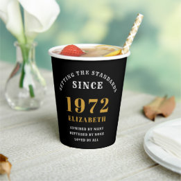 50. Geburtstag 1972 Eleganter Black Gold Chic Pappbecher
