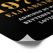 50. Geburtstag 1972 Eleganter Black Gold Chic Poster (Ecke)