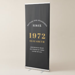 50. Geburtstag 1972 Eleganter Gold Black Chic Ausziehbarer Banner