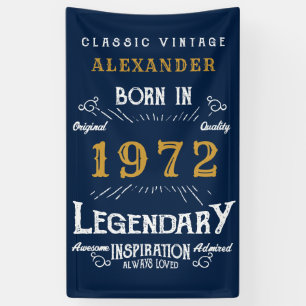 50. Geburtstag 1972 Name Blue Gold Legendary hinzu Banner