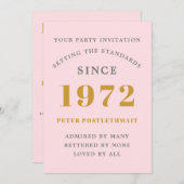 50. Geburtstag 1972 Pink Gold Elegant Chic Einladung (Vorne/Hinten)