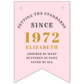 50. Geburtstag 1972 Rosa Gold Name Chic Wimpelkette (Erste Fahne)