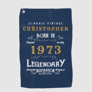 50. Geburtstag 1973 Name hinzufügen Legendär Blau Golfhandtuch