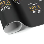 50. Geburtstag 1973 Schwarzer Gold-Add-Name Geschenkpapier (Rolleneckpunkt)