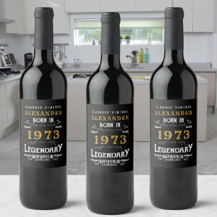 50. Geburtstag 1973 Vintag Ihren Namen Legendary h Weinetikett