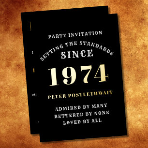 50. Geburtstag 1974 Schwarz Gold Personalisiert Fü Folieneinladung