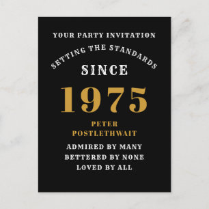 50. Geburtstag 1975 Black Gold Postkarte