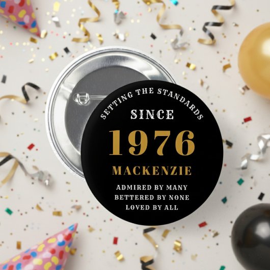 50. Geburtstag 1976 Elegant Chic Schwarz Gold Button