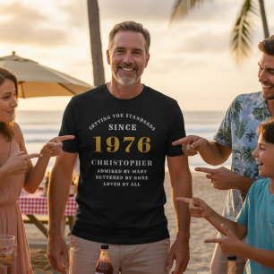 50. Geburtstag 1976 Schwarz-weißer Goldene Elegant T-Shirt