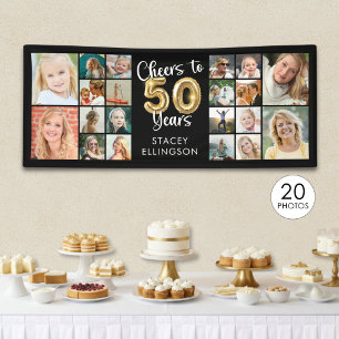 50. Geburtstag 20 Foto-Collage Prost auf 50 Jahre Banner