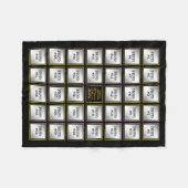 50. Geburtstag 34 FotoCollage, Goldrahmen Fleecedecke (Vorderseite (Horizontal))