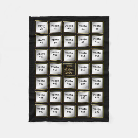 50. Geburtstag 34 FotoCollage, Goldrahmen Fleecedecke (Vorderseite)