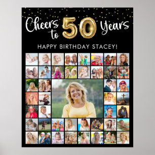 50. Geburtstag 45 Fotocollage jubelt bis Jahre Poster