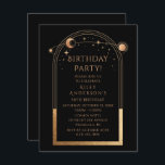 50. Geburtstag 50 Celestial Black Gold Astronomie Einladung<br><div class="desc">50. Geburtstag 50 Celestial Mystical Black Gold Sun Moon Astronomie Einladungen Einladungen bietet Gold Sonne,  Mond und Sterne mit einem goldenen Rahmen auf einem schwarzen Hintergrund. Im Inneren finden Sie Ihre persönlichen Informationen zur Geburtstagseinladung. Entworfen für Sie von Evco Studio. Anzeigen der koordinierenden Auflistung unter www.zazzle.com/store/evcostudio</div>