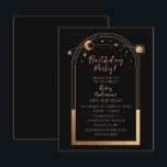 50. Geburtstag 50 Celestial Black Gold Astronomie Einladung<br><div class="desc">50. Geburtstag 50 Celestial Mystical Black Gold Sun Moon Astronomie Einladungen Einladungen bietet Gold Sonne,  Mond und Sterne mit einem goldenen Rahmen auf einem schwarzen Hintergrund. Im Inneren finden Sie Ihre persönlichen Informationen zur Geburtstagseinladung. Entworfen für Sie von Evco Studio. Anzeigen der koordinierenden Auflistung unter www.zazzle.com/store/evcostudio</div>