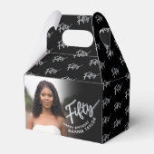 50. Geburtstag 50 Drehbuch Silberschwarzes Foto Geschenkschachtel (Vorderseite)