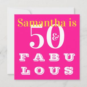 50. Geburtstag 50 fabelhafte Hot Pink Geburtstagsp Einladung