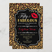 50. Geburtstag - 50. Fabelhafte Leopardrucke Einladung (Vorne/Hinten)