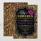 50. Geburtstag - 50. Fabelhafte Leopardrucke Einladung (Vorne/Hinten)