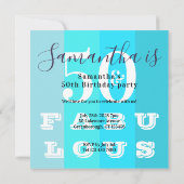 50. Geburtstag 50 Fabelhaftes Modernes Aquamarines Einladung (Rückseite)