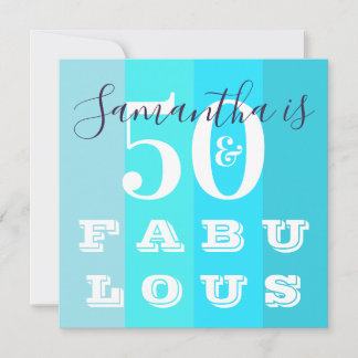 50. Geburtstag 50 Fabelhaftes Modernes Aquamarines Einladung