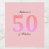 50. Geburtstag 50 Fabelname Rosa Glitzer Weinetikett (Einzelnes Label)