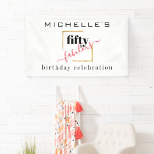 50. Geburtstag 50 & Fabulous Elegant Black Gold Banner