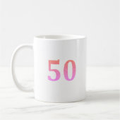 50. Geburtstag 50 Fünfzig Pink Glitzer Ombre Kaffeetasse (Links)