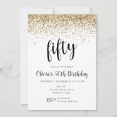 50. Geburtstag 50 Gold Glitzer Confetti Einladung (Vorderseite)