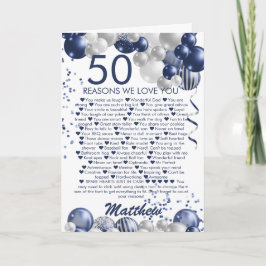50. Geburtstag 50 Gründe für unsere Liebe Karte