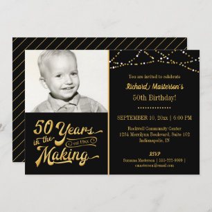 50. Geburtstag 50 JAHRE IM MAKING Black & Gold Einladung